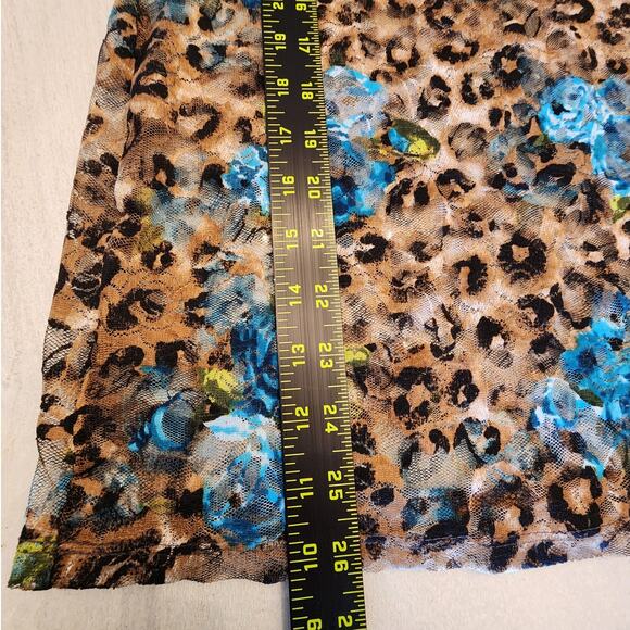 Almost Famous Women's Sheer Lace Leopard Rose Tank Top SZ Large - Picture 7 of 7